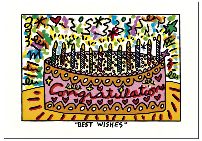 fridolin Kunstpostkarte James Rizzi "Best wishes" Gutes-aus-Deutschland