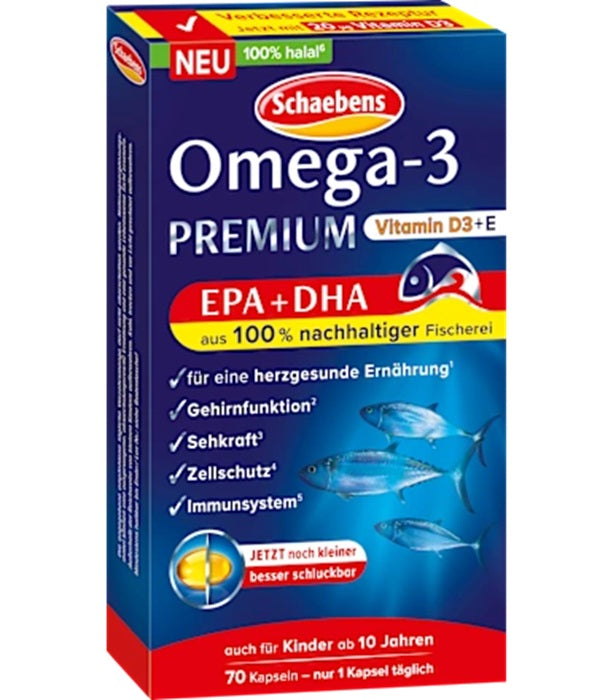 Schaebens Omega-3 Premium Lachs, 70 Kapseln Schaebens Gutes aus Deutschland