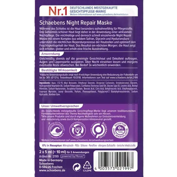 Schaebens Limited Edition Night Repair Maske 2 x 5 ml