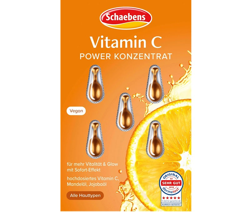 Schaebens Vitamin C Konzentrat, Intensivpflege für strahlende Haut, 5 Kapseln Schaebens Gutes aus Deutschland