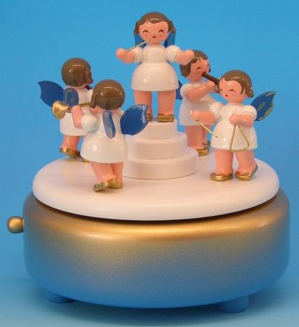 Weihnachtsspieluhr gold, mit 5 Engeln Uhlig Gutes aus Deutschland