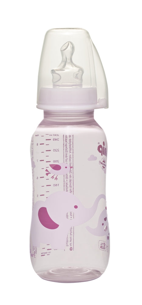 nip 250 ml Fläschchen Trendy Girl, mit Silikon Sauger, Gr. 1 für Milch