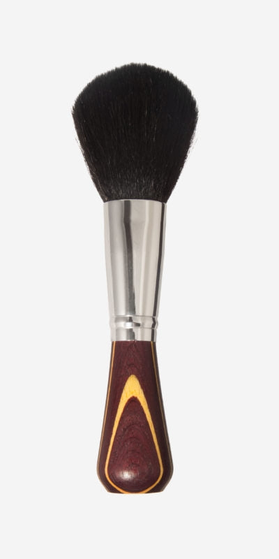 Kost Puderpinsel mit Ziegenhaar 17cm, bordeaux/orangefarbener Griff braun Kost Kamm Gutes aus Deutschland