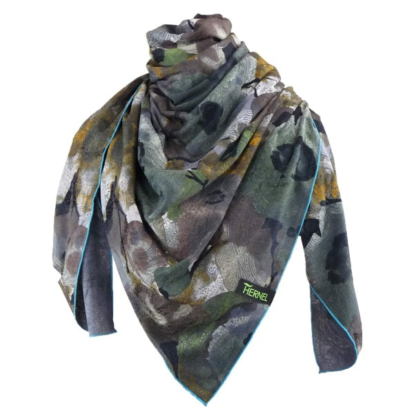 HERNEL No 21, wald-nebel-farbig gemustertes Flock-Jersey-Tuch