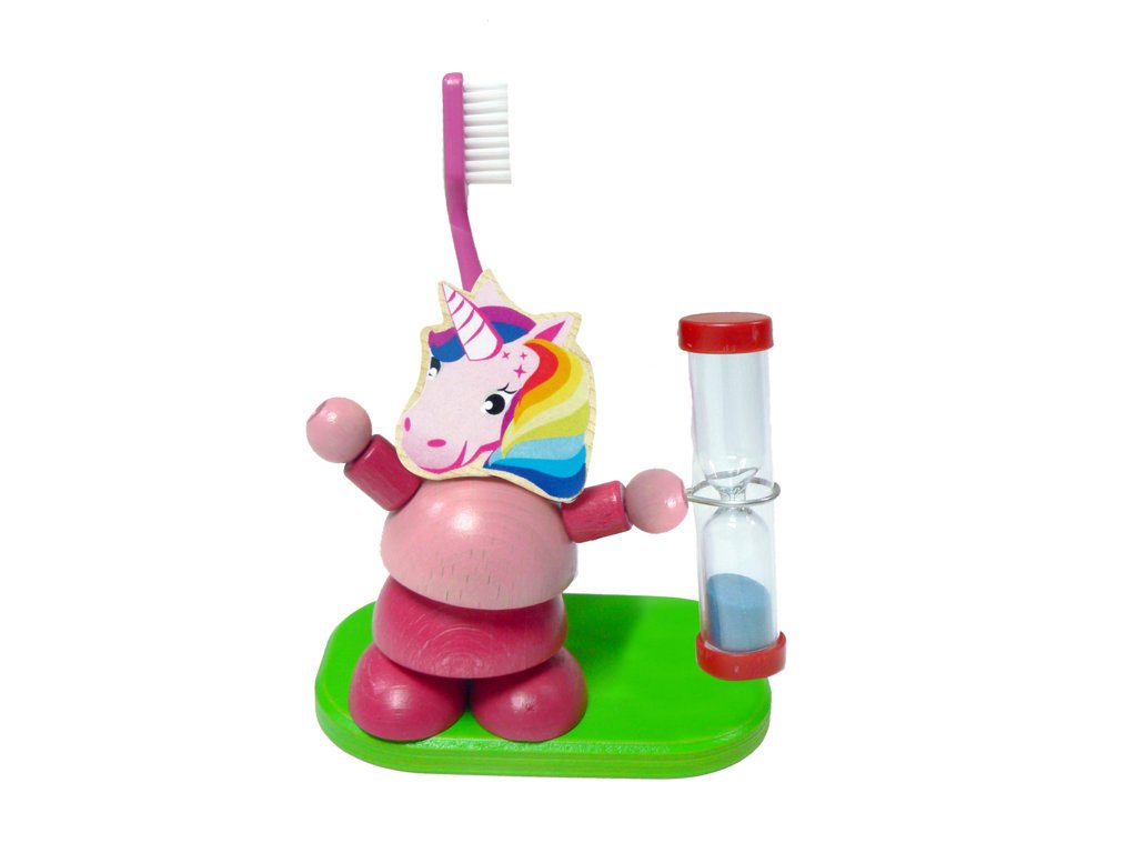 Zahnputzhalter mit Sanduhr Einhorn Hess Holzspielzeug Gutes aus Deutschland