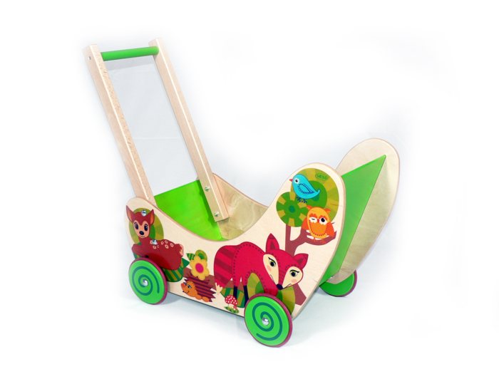 Hess Puppenwagen Waldtiere Holz