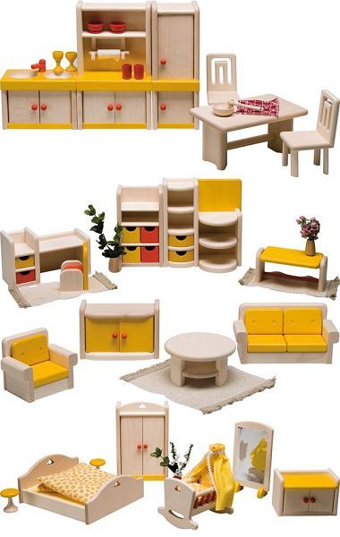 Rülke Holzspielwaren Möbelset für Puppenhaus "Filius" 28 Teile Rülke Gutes aus Deutschland