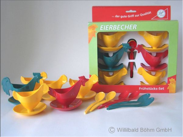 Sonja Plastic Frühstücksset Hühnerfamilie mit Löffel, 12teilig – Gutes-aus-Deutschland