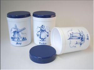 Sonja Plastic Vorratsdose Mehl, Zucker, Salz 1l, Holland-Muster
