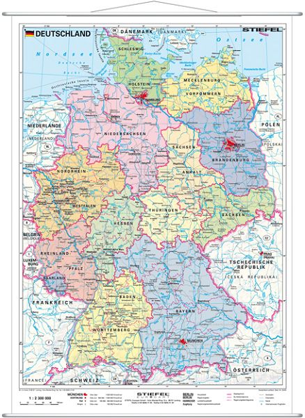 Stiefel Wandkarte Deutschland politisch mit Metallleiste 67 x 91 cm Stiefel Group Gutes aus Deutschland