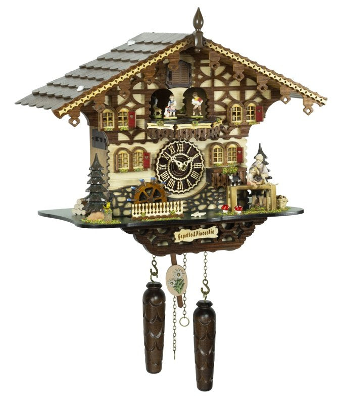 Quarz-Kuckucksuhr 24cm Almöhi mit Geißenpeter und beweglichem Mühlrad