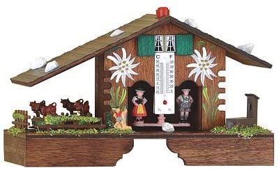 Wetterhaus Berghütte 18cm mit drehenden Kühen