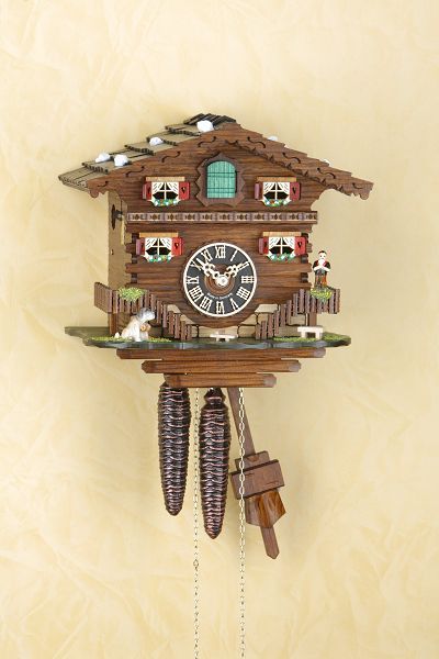 Mechanische Kuckucksuhr 22cm Schwarzwaldhaus mit 1 Tag Kettenzugwerk