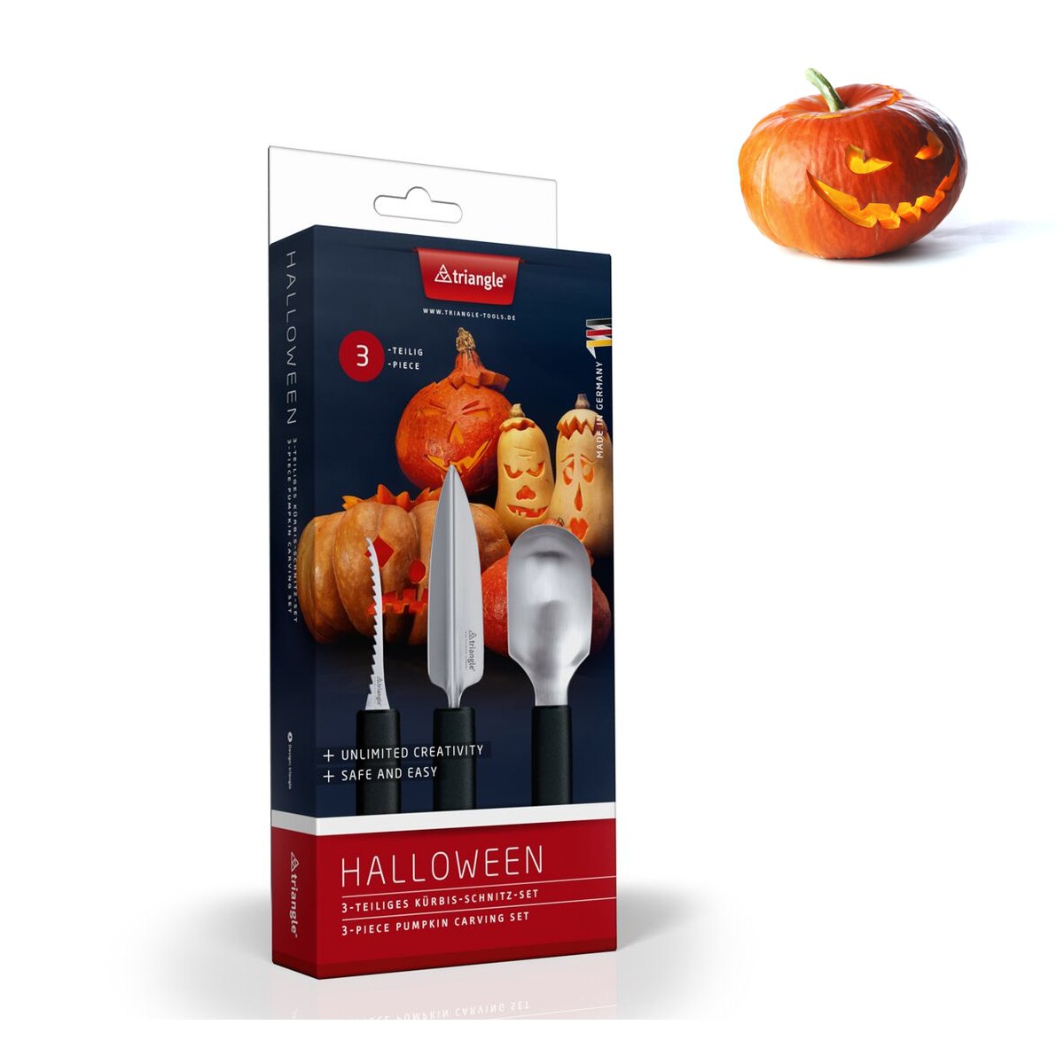 triangle Kürbisschnitzwerkzeug 3-tlg