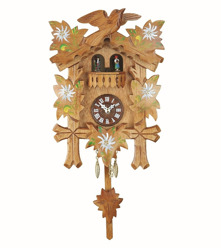 Pendeluhr 25cm Schwarzwalduhr mit Holzziffernblatt und Quarzuhrwerk