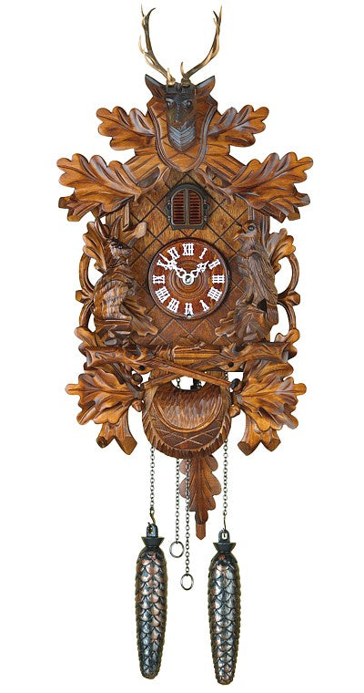Quarz-Kuckucksuhr 35cm mit Jagdszene