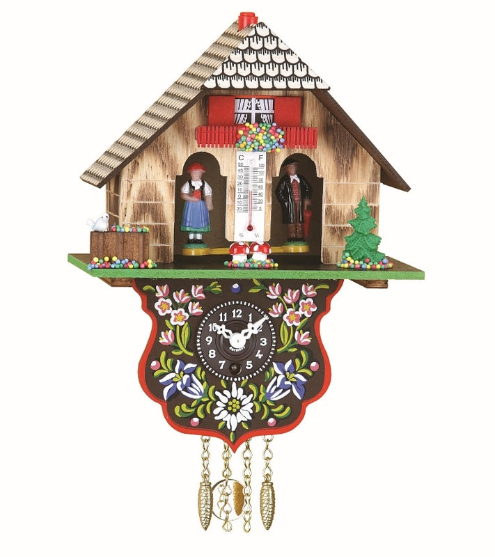 Wetterhaus Berghütte 18cm mit mechanische Pendeluhr