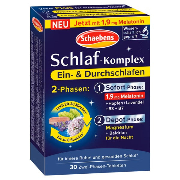 Schaebens Melatonin Schlaf-Komplex 2-Phasen, 30 Tabletten