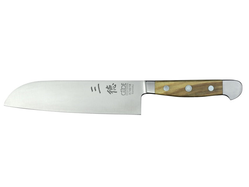 Franz Güde Solingen Serie ALPHA mit Olivenholzgriffen Santoku glatt