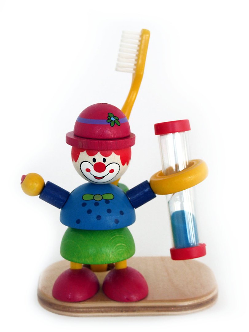 Zahnputzhalter mit Sanduhr Clown