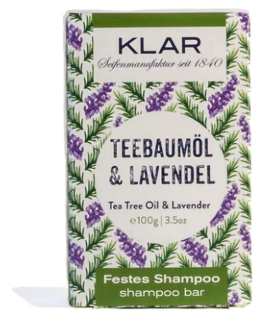 Klar festes Pflegeshampoo Teebaumöl & Lavendel, 100g Klarseifen Gutes aus Deutschland