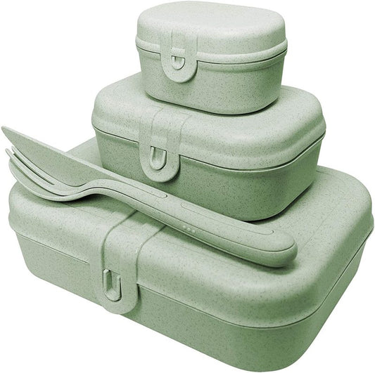 koziol Lunchbox Set Pascal ready inkl. Besteck organic green