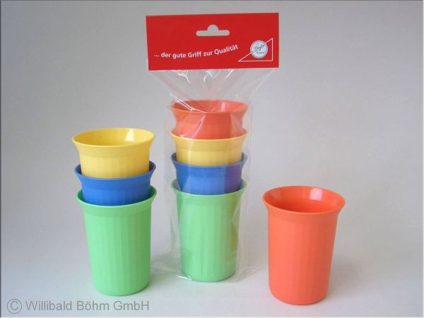 Sonja Plastic Becherset 0,25 l, 4-teilig, farblich sortiert