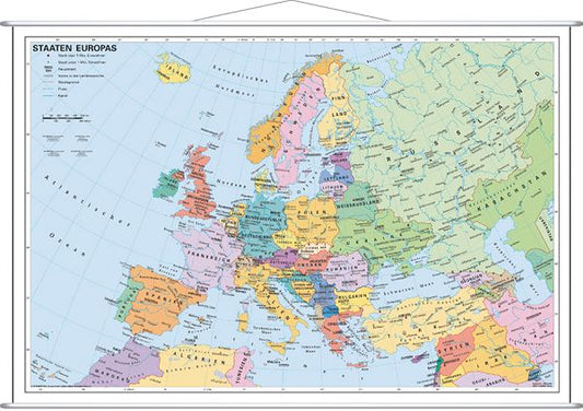 Stiefel Wandkarte Staaten Europas mit Metallleiste 97 x 67 cm