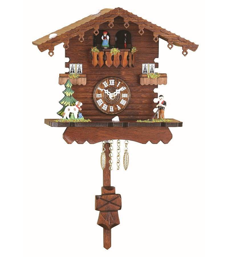 Pendeluhr 18cm Schweizerhütte mit Holzziffernblatt Quarzuhrwerk